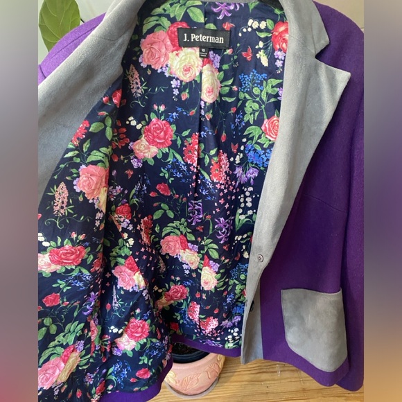 J. Peterman Company Wool Blend Blazer with Colorblock and Printed Lining Size 10 - Picture 11 of 12
